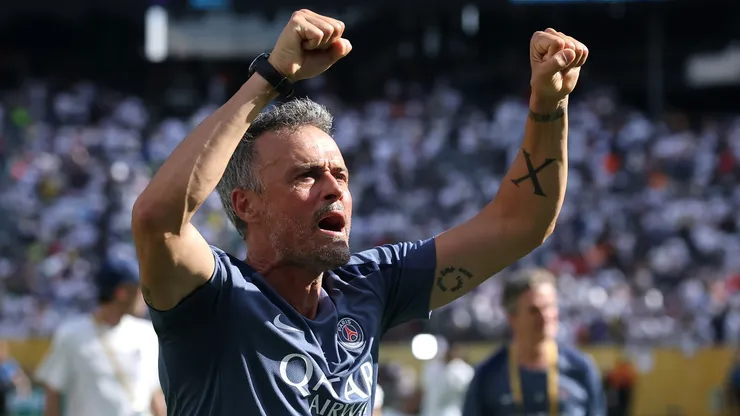 Luis Enrique, Head Coach of Paris Saint-Germain, celebrates following the FIFA Club World Cup 2025 semi-final match between Paris Saint-Germain and Real Madrid CF at MetLife Stadium on July 09, 2025 in East Rutherford, New Jersey.