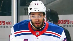 K'Andre Miller skates against the New York Islanders at UBS Arena on April 10, 2025 in Elmont, New York.