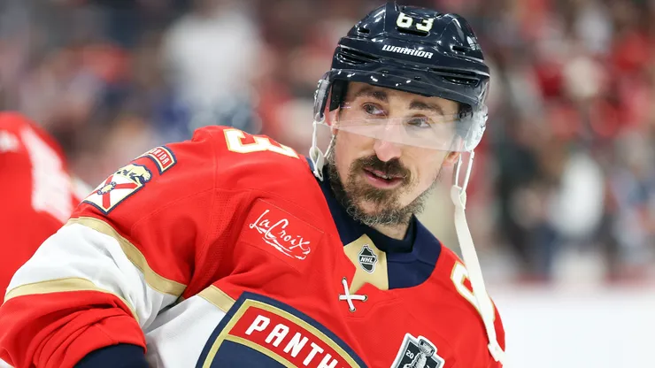Brad Marchand #63 of the Florida Panthers against the Edmonton Oilers in the 2025 Stanley Cup Final.