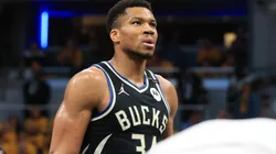 Giannis Antetokounmpo during an NBA game with the Bucks.