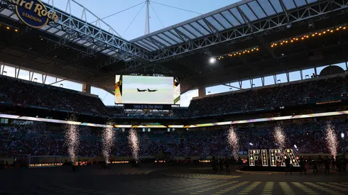 A general view of the opening ceremony prior to the FIFA Club World Cup 2025 group A match between Al Ahly FC and Internacional CF Miami at Hard Rock Stadium on June 14, 2025.