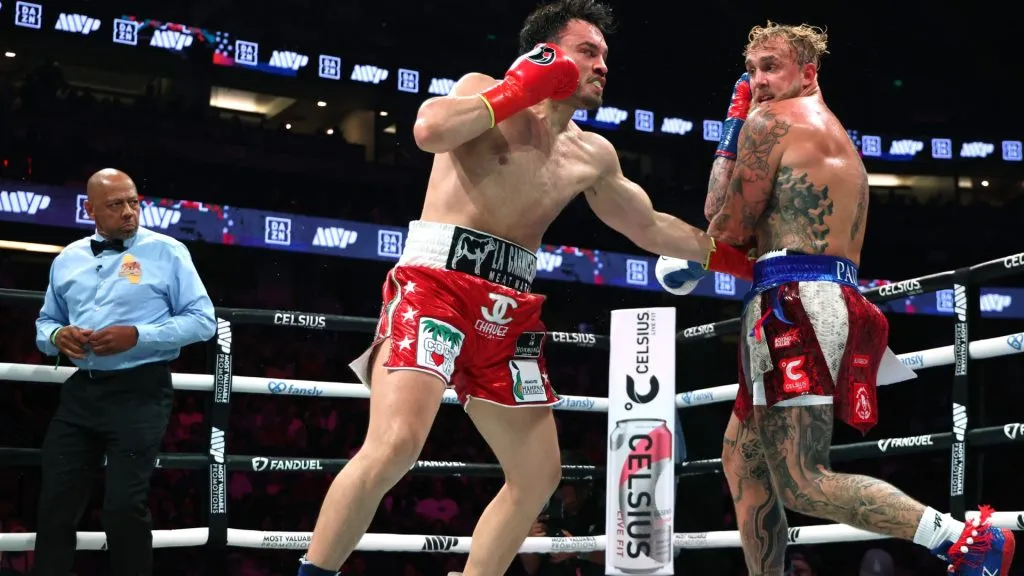 ulio Cesar Chavez Jr. punches Jake Paul on his way to losing in a unanimous decision during a Cruiserweight fight at Honda Center on June 28, 2025 in Anaheim, California. (Photo by Harry How/Getty Images)