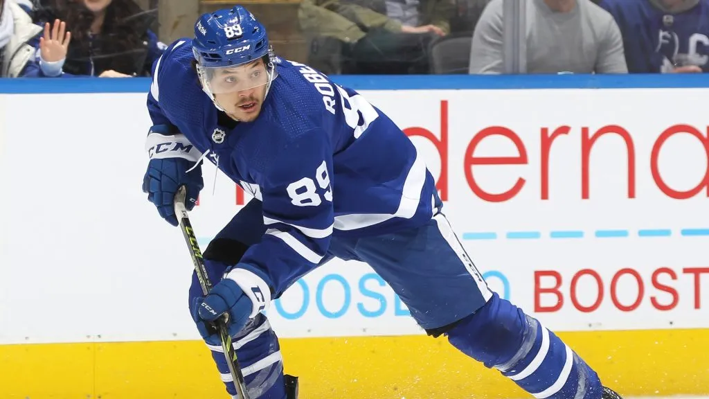 Nick Robertson of the Toronto Maple Leafs