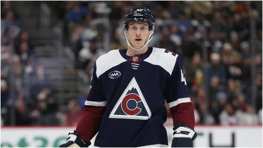 Josh Manson #42 of the Colorado Avalanche plays the Dallas Stars in the second period at Ball Arena on January 18, 2025 in Denver, Colorado.