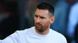 Lionel Messi looks on ahead of Inter Miami's match in 2024