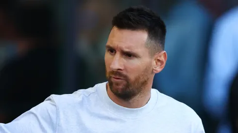 Lionel Messi looks on ahead of Inter Miami's match in 2024