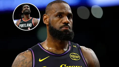 Deandre Ayton and LeBron James #23 of the Los Angeles Lakers.