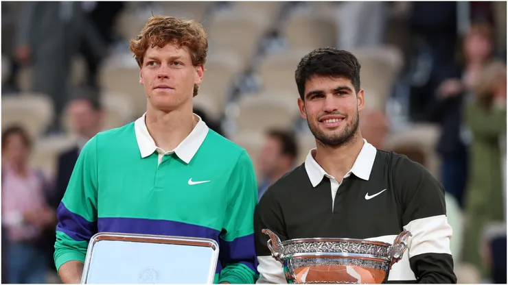 Jannik Sinner and Carlos Alcaraz after the Roland Garros final that the Spaniard won in five sets.