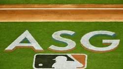 A general view of logos on the field during the SiriusXM All-Star Futures Game between the U.S. Team and the World Team at Marlins Park on July 9, 2017 in Miami, Florida.