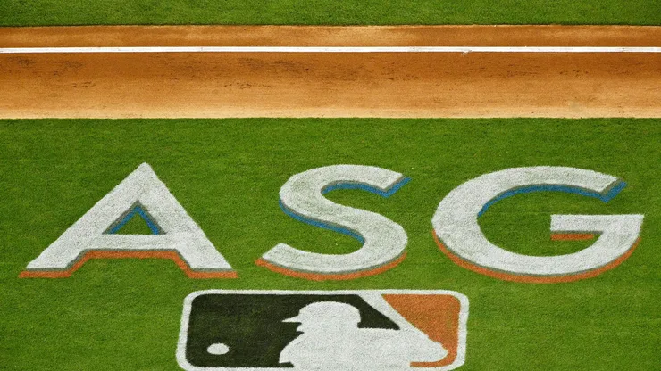 A general view of logos on the field during the SiriusXM All-Star Futures Game between the U.S. Team and the World Team at Marlins Park on July 9, 2017 in Miami, Florida.