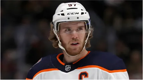 Connor McDavid #97 of the Edmonton Oilers plays the Colorado Avalanche at the Pepsi Center on December 11, 2018 in Denver, Colorado.