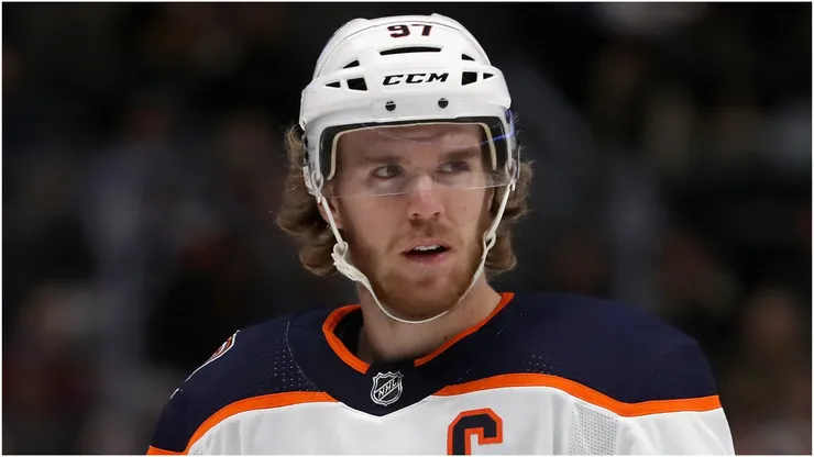 Connor McDavid #97 of the Edmonton Oilers plays the Colorado Avalanche at the Pepsi Center on December 11, 2018 in Denver, Colorado.