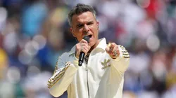 Robbie Williams performs during the Final Pre-Match Performance prior to the FIFA Club World Cup 2025 Final match between Chelsea FC and Paris Saint-Germain at MetLife Stadium on July 13, 2025.