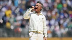 Robbie Williams performs during the Final Pre-Match Performance prior to the FIFA Club World Cup 2025 Final match between Chelsea FC and Paris Saint-Germain at MetLife Stadium on July 13, 2025.