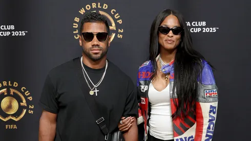 Russell Wilson and Ciara attend the Gold Carpet during the FIFA Club World Cup 2025 Final match between Chelsea FC and Paris Saint-Germain at MetLife Stadium on July 13, 2025.