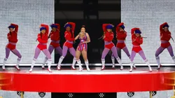 Doja Cat performs during the halftime show during the FIFA Club World Cup 2025 Final match between Chelsea FC and Paris Saint-Germain at MetLife Stadium on July 13, 2025.