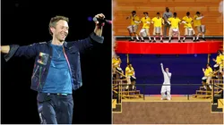 Chris Martin of Coldplay performs on a stop of the band's Music of the Spheres world tour in 2025 — J Balvin performs during the halftime show during the FIFA Club World Cup 2025 Final match.