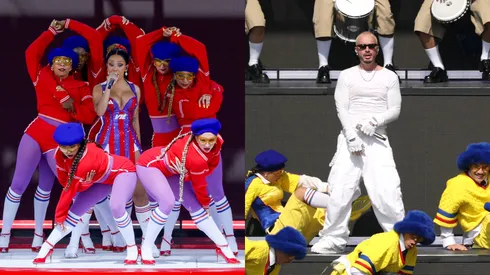 J Balvin and Doja Cat performs during the halftime show during the FIFA Club World Cup 2025 Final.