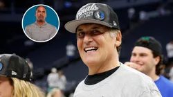Former Dallas Mavericks owner Mark Cuban and GM Nico Harrison in the corner.