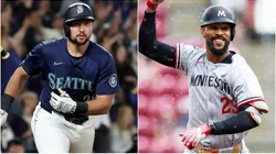 Cal Raleigh #29 of the Seattle Mariners and Byron Buxton #25 of the Minnesota Twins.