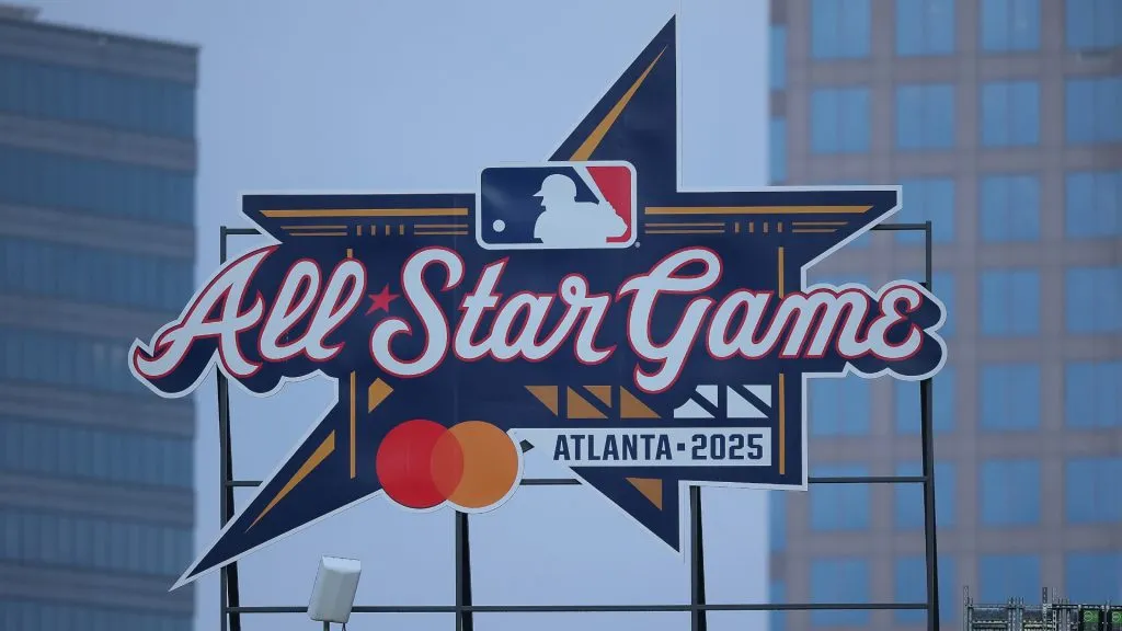 A detailed view of the All-Star Game sign located in the outfield during the game between the Atlanta Braves and the Arizona Diamondbacks at Truist Park on June 04, 2025. (Source: Kevin C. Cox/Getty Images)
