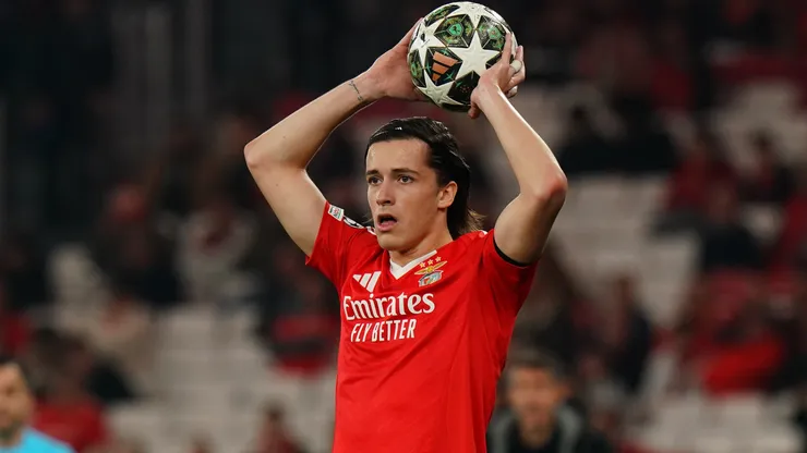 Alvaro Carreras of SL Benfica in action during the UEFA Champions League 2024/25 League Knockout Play-off Second Leg match between SL Benfica and AS Monaco at Estadio da Luz on February 18, 2025.