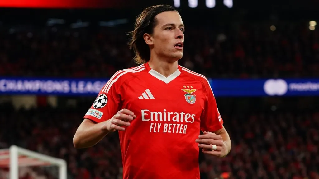 Alvaro Carreras of SL Benfica during the UEFA Champions League 2024/25 League Phase MD6 match between SL Benfica and Bologna FC 1909 at Estadio da Luz on December 11, 2024. (Source: Gualter Fatia/Getty Images)
