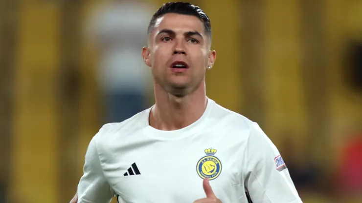 Cristiano Ronaldo of Al Nassr looks on during the warm up prior to the Saudi Pro League match between Al Nassr and Al Ittihad at Al-Awwal Park on May 07, 2025 in Riyadh, Saudi Arabia.