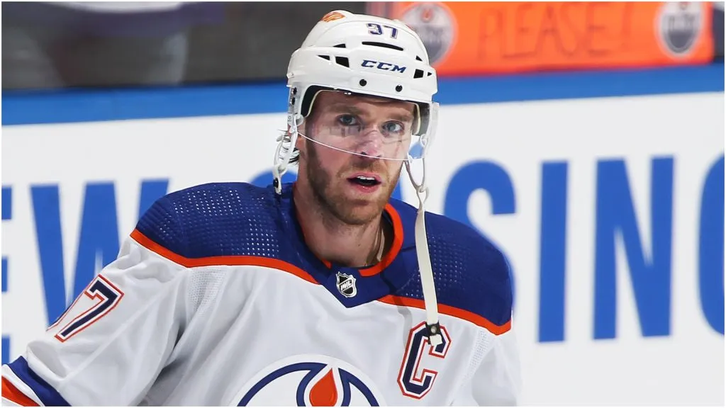 Connor McDavid #97 of the Edmonton Oilers warms up prior to playing against the Toronto Maple Leafs in an NHL game at Scotiabank Arena on March 23, 2024 in Toronto, Ontario, Canada.