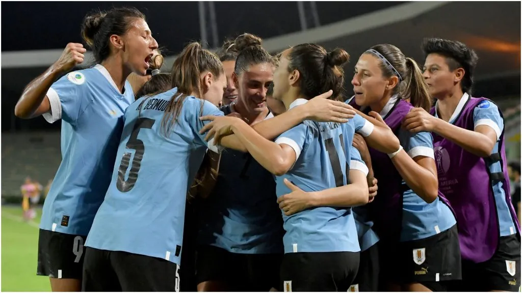 Belen Aquino of Uruguay celebrates with teammates – Gabriel Aponte/Getty Images