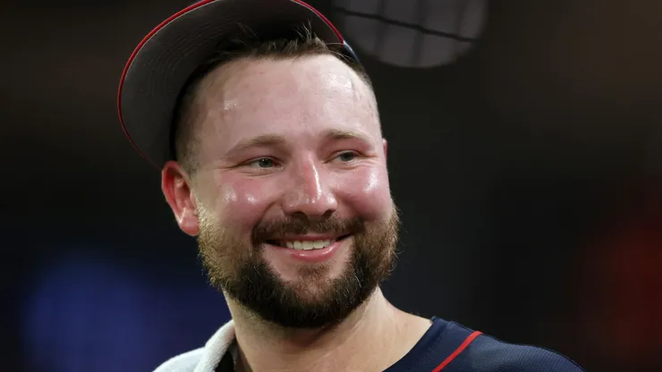 Cal Raleigh #29 of the Seattle Mariners reacts during the final round of the Home Run Derby at Truist Park on July 14, 2025 in Atlanta, Georgia.