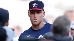 Aaron Judge #99 of the New York Yankees looks on during All-Star Workout Day at Truist Park on July 14, 2025 in Atlanta, Georgia.