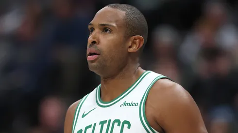 Al Horford #42 of the Boston Celtics plays the Denver Nuggets in the first quarter at Ball Arena.