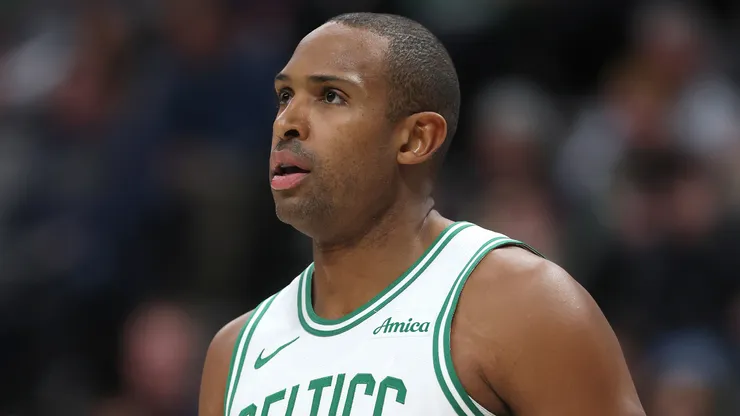Al Horford #42 of the Boston Celtics plays the Denver Nuggets in the first quarter at Ball Arena.