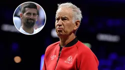 John McEnroe, Captain of Team World, looks on during the Men's Singles match between Alexander Zverev of Team Europe and Frances Tiafoe of Team World.