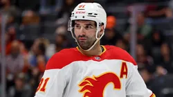 Nazem Kadri during a recent game, amid trade rumors linking him to the Maple Leafs and Canadiens.