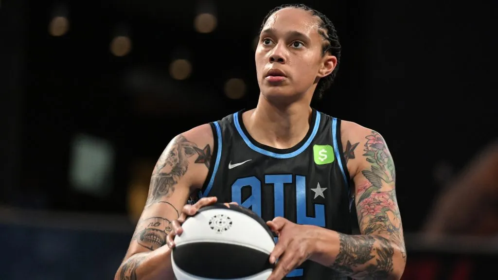 Brittney Griner #42 of the Atlanta Dream shoots free throws against the Chicago Sky during the first quarter at Gateway Center Arena on June 13, 2025. (Source: Paras Griffin/Getty Images)