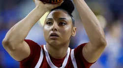JuJu Watkins #12 of the USC Trojans in the first half at UCLA Pauley Pavilion on March 01, 2025 in Los Angeles, California.