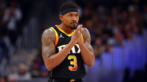Bradley Beal #3 of the Phoenix Suns looks on in a game against the Denver Nuggets during the third quarter at Ball Arena on March 7, 2025 in Denver, Colorado.|