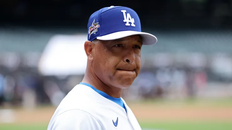 Manager Dave Roberts of the Los Angeles Dodgers walks across the field prior to the MLB All-Star Game at Truist Park on July 15, 2025 in Atlanta, Georgia.
