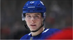 Mitchell Marner #16 of the Toronto Maple Leafs waits for a faceoff against the Detroit Red Wings during an NHL game at Scotiabank Arena on December 23, 2018 in Toronto, Ontario, Canada.