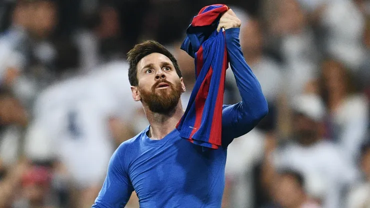 Lionel Messi celebrating a goal for Barcelona.
