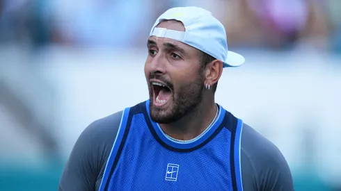 Nick Kyrgios of Australia reacts against Mackenzie McDonald of the United States during the Miami Open.