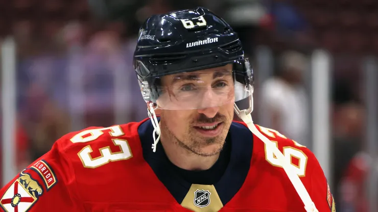 Brad Marchand of the Panthers warms up prior to a game.