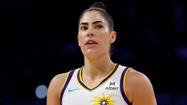 Kelsey Plum #10 of the Los Angeles Sparks during play against the Connecticut Sun in the second half at Crypto.com Arena on July 13, 2025.
