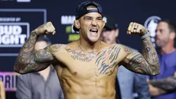 Dustin Poirier weighs in during the UFC 302 Ceremonial Weigh-in at Prudential Center on May 31, 2024.