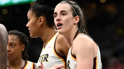 Caitlin Clark #22 of the Indiana Fever reacts to a call during the second half of a game against the Connecticut Sun at the TD Garden on July 15, 2025.