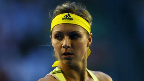 Maria Kirilenko of Russia looks on in her fourth round match against Serena Williams of the United States.