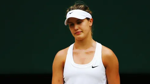 Eugenie Bouchard reacts during the 2014 Wimbledon final