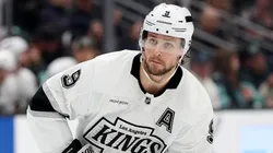 Adrian Kempe #9 of the Los Angeles Kings skates against the Seattle Kraken at Climate Pledge Arena on April 15, 2025 in Seattle, Washington.